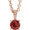 14K Rose 3 mm Natural Mozambique Garnet 16-18" Necklace