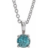 14K White 3 mm Natural Blue Zircon 16-18" Necklace