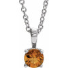 Platinum 3 mm Natural Citrine 16-18" Necklace