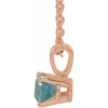 14 Karat Rose Gold 3 mm Natural Blue Zircon 16-18" Necklace