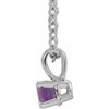 Platinum 6 mm Natural Amethyst 16-18" Necklace