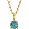 14K Yellow 6 mm Natural Blue Zircon 16-18" Necklace