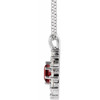 Sterling Silver Natural Mozambique Garnet & 5/8 CTW Natural Diamond Halo-Style 16-18" Necklace..