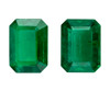 Matched Pair of 2.31 Carat Fine Green Emerald Gems in Octagon Cut,  8.0 x 5.9 mm