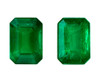 Very Gemmy 2.08 Carat Pair of Green Emeralds, Octagon Cut, 7 x 5 mm