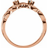 Family V Ring Mounting in 14 Karat Rose Gold for Round Stone