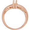 Family V Ring Mounting in 10 Karat Rose Gold for Straight Baguette Stone