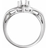 Family V Ring Mounting in Platinum for Straight Baguette Stone