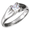 Solitaire Ring Mounting in 10 Karat White Gold for Square Stone