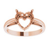 Heart Scroll Setting Ring Mounting in 18 Karat Rose Gold for Heart Cut Stone