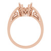 Heart Scroll Setting Ring Mounting in 14 Karat Rose Gold for Heart Cut Stone