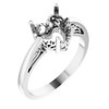 Heart Scroll Setting Ring Mounting in 18 Karat White Gold for Heart Cut Stone