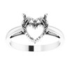 Heart Scroll Setting Ring Mounting in 18 Karat White Gold for Heart Cut Stone