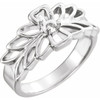 Family Floral Ring Mounting in 10 Karat White Gold for Round Stone