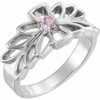Family Floral Ring Mounting in 10 Karat White Gold for Round Stone