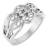 Family Sculptural Ring Mounting in 18 Karat White Gold for Round Stone