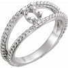 Family Negative Space Ring Mounting in 10 Karat White Gold for Oval Stone