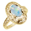 Filigree Cabochon Ring Mounting in 14 Karat Rose Gold for Oval Stone