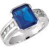 Accented Ring Mounting in Platinum for Emerald cut Stone