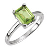 Solitaire Ring Mounting in 10 Karat White Gold for Emerald cut Stone