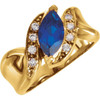 Accented Ring Mounting in 18 Karat White Gold for Marquise Stone