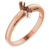 Marquise 6 Prong V End Scroll Setting Ring Mounting in 14 Karat Rose Gold for Marquise Stone