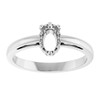 Scroll Setting Solitaire Ring Mounting in 10 Karat White Gold for Oval Stone