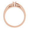 Scroll Setting Solitaire Ring Mounting in 14 Karat Rose Gold for Pear Cut Stone