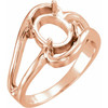 Oval Solitaire Ring Mounting in 10 Karat Rose Gold for Oval Stone