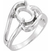 Oval Solitaire Ring Mounting in 10 Karat White Gold for Oval Stone