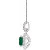 Buy Sterling Silver Lab-Grown Emerald &.01 Carat Diamond 18" Necklace