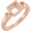 Accented Bezel Set Ring Mounting in 14 Karat Rose Gold for Square Stone