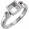 Accented Bezel Set Ring Mounting in 18 Karat White Gold for Square Stone
