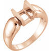 Channel Set Ring Mounting in 14 Karat Rose Gold for Square Stone