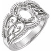 Vintage Inspired Solitaire Ring Mounting in 18 Karat White Gold for Oval Stone