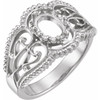 Vintage Inspired Solitaire Ring Mounting in Platinum for Oval Stone
