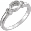Cabochon Bezel Set Ring Mounting in 18 Karat White Gold for Oval Stone