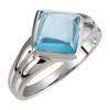 Bezel Set Cabochon Ring Mounting in 18 Karat White Gold for Square Stone