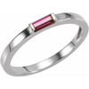 Family Stackable Ring Mounting in 18 Karat White Gold for Straight Baguette Stone