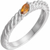 Family Stackable Rope Ring Mounting in 18 Karat White Gold for Marquise Stone