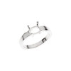 Solitaire Cabochon Ring Mounting in 18 Karat White Gold for Oval Stone