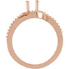 Halo Style Bypass Ring Mounting in 14 Karat Rose Gold for Oval Stone