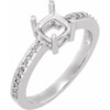 Accented Family Ring Mounting in 10 Karat White Gold for Cushion Stone