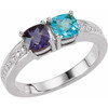 Family Ring Mounting in 10 Karat White Gold for Cushion Stone