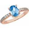 Accented Family Ring Mounting in 10 Karat Rose Gold for Oval Stone