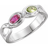 Family Bezel Set Ring Mounting in 18 Karat White Gold for Oval Stone