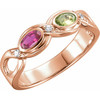 Family Bezel Set Ring Mounting in 18 Karat Rose Gold for Oval Stone