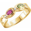 Family Bezel Set Ring Mounting in 18 Karat Yellow Gold for Oval Stone