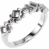 Accented Family Ring Mounting in 10 Karat White Gold for Square Stone