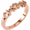 Accented Family Ring Mounting in 10 Karat Rose Gold for Square Stone